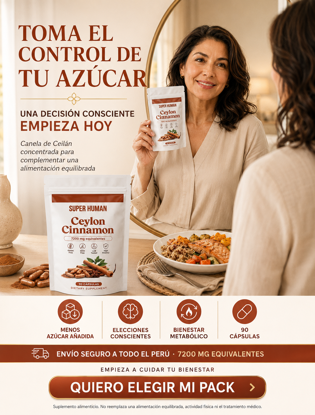 Canela de Ceilán 7200 mg – Apoyo para el Control del Azúcar (90 cápsulas)
