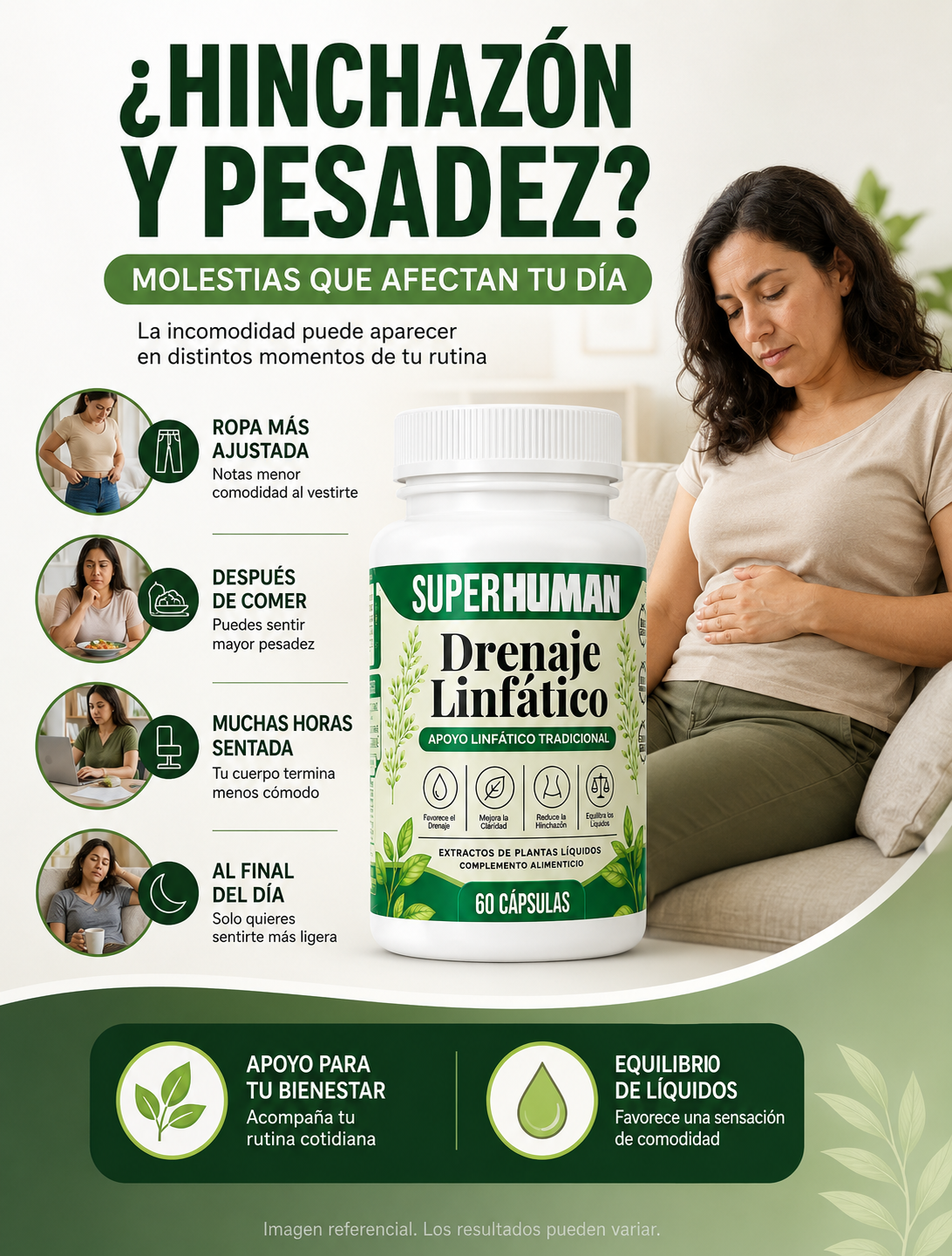 Suplemento Natural para el Drenaje Linfático (60 cápsulas) | SUPER HUMAN