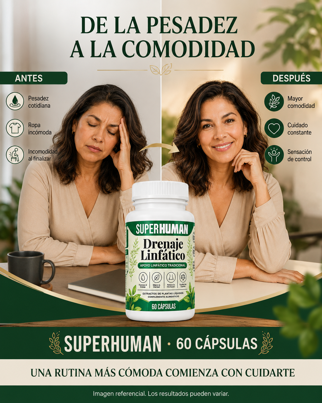 Suplemento Natural para el Drenaje Linfático (60 cápsulas) | SUPER HUMAN