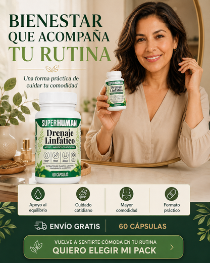 Suplemento Natural para el Drenaje Linfático (60 cápsulas) | SUPER HUMAN