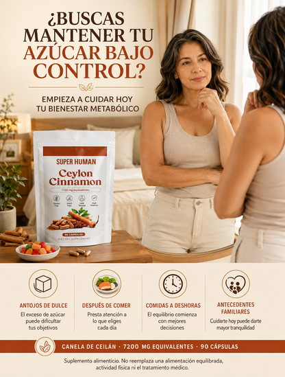 Canela de Ceilán 7200 mg – Apoyo para el Control del Azúcar (90 cápsulas)