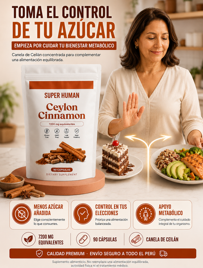 Canela de Ceilán 7200 mg – Apoyo para el Control del Azúcar (90 cápsulas)