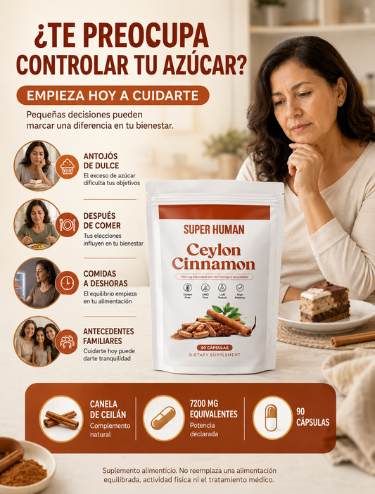 Canela de Ceilán 7200 mg – Apoyo para el Control del Azúcar (90 cápsulas)