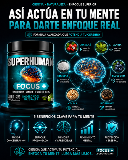 Focus Plus SuperHuman | Enfoque, Concentración y Rendimiento Mental
