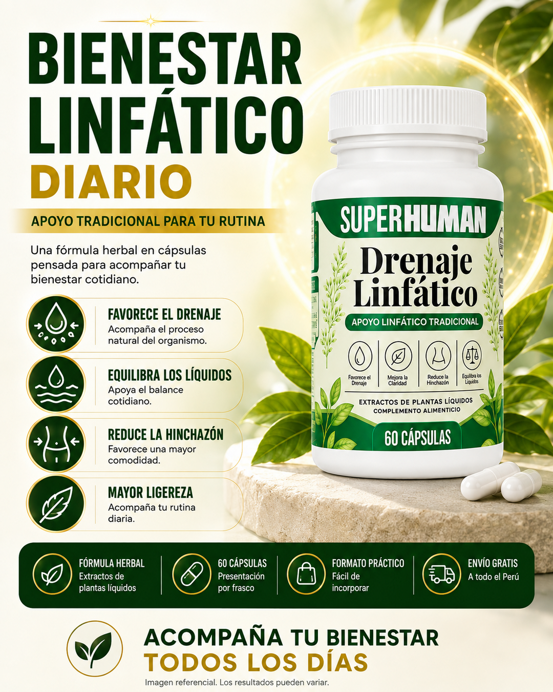 Suplemento Natural para el Drenaje Linfático (60 cápsulas) | SUPER HUMAN
