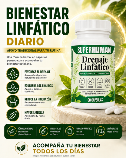 Suplemento Natural para el Drenaje Linfático (60 cápsulas) | SUPER HUMAN